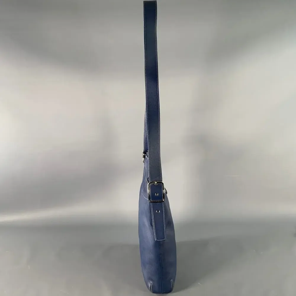 COACH Vintage Blue Contrast Stitch Leather Crossbody Handbag